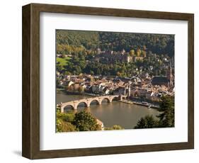 View of the Alte Brucke (Old Bridge), Neckar River Heidelberg Castle and Old Town from the Philosop-Michael DeFreitas-Framed Photographic Print