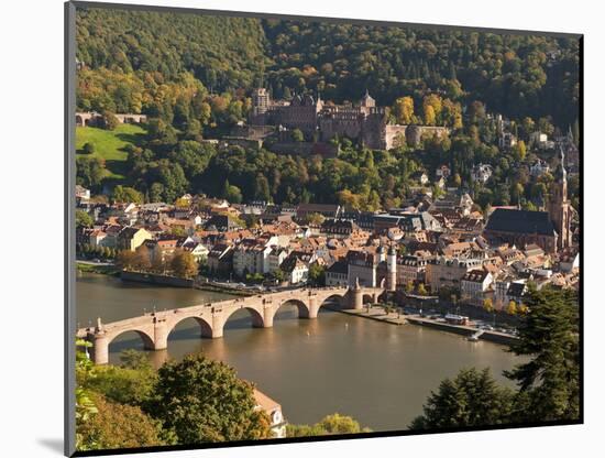 View of the Alte Brucke (Old Bridge), Neckar River Heidelberg Castle and Old Town from the Philosop-Michael DeFreitas-Mounted Photographic Print