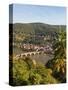 View of the Alte Brucke (Old Bridge), Neckar River Heidelberg Castle and Old Town from the Philosop-Michael DeFreitas-Stretched Canvas