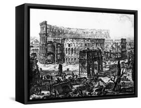 View of the Arch of Constantine and the Colosseum, from the 'Views of Rome' Series, C.1760-Giovanni Battista Piranesi-Framed Stretched Canvas