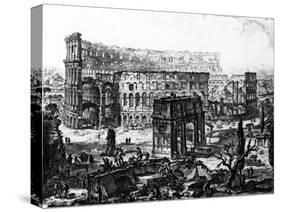 View of the Arch of Constantine and the Colosseum, from the 'Views of Rome' Series, C.1760-Giovanni Battista Piranesi-Stretched Canvas