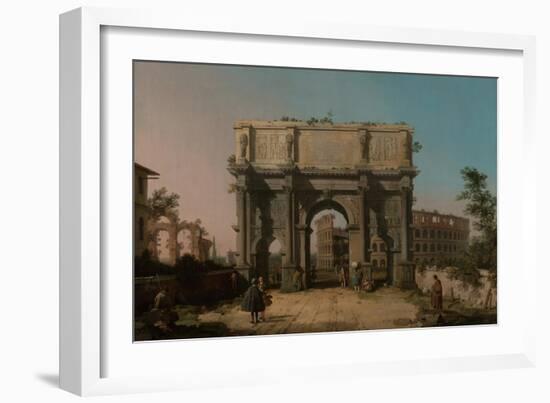 View of the Arch of Constantine with the Colosseum, 1742-1745-Canaletto-Framed Giclee Print