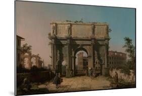 View of the Arch of Constantine with the Colosseum, 1742-1745-Canaletto-Mounted Giclee Print