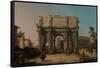 View of the Arch of Constantine with the Colosseum, 1742-1745-Canaletto-Framed Stretched Canvas