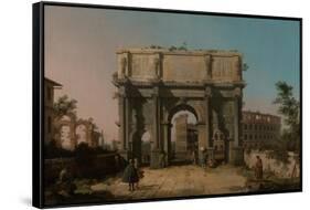 View of the Arch of Constantine with the Colosseum, 1742-1745-Canaletto-Framed Stretched Canvas