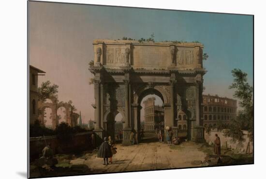 View of the Arch of Constantine with the Colosseum, 1742-1745-Canaletto-Mounted Giclee Print