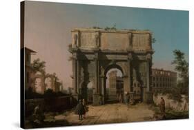 View of the Arch of Constantine with the Colosseum, 1742-1745-Canaletto-Stretched Canvas