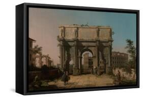 View of the Arch of Constantine with the Colosseum, 1742-1745-Canaletto-Framed Stretched Canvas