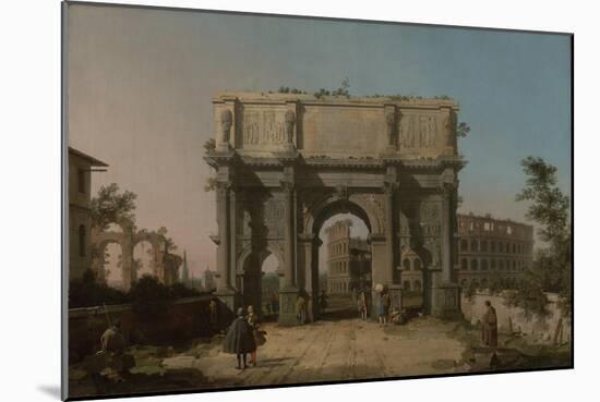 View of the Arch of Constantine with the Colosseum, 1742-5-Canaletto-Mounted Giclee Print