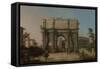 View of the Arch of Constantine with the Colosseum, 1742-5-Canaletto-Framed Stretched Canvas