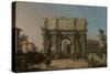 View of the Arch of Constantine with the Colosseum, 1742-5-Canaletto-Stretched Canvas