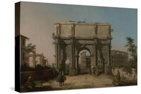 View of the Arch of Constantine with the Colosseum, 1742-5-Canaletto-Stretched Canvas