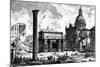 View of the Arch of Septimius Severus and the Church of Santi Luca E Martina, from the 'Views of…-Giovanni Battista Piranesi-Mounted Giclee Print