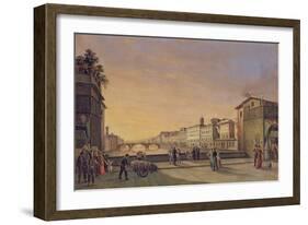 View of the Arno from the Ponte Vecchio, Florence-Guiseppe Gherardi-Framed Giclee Print