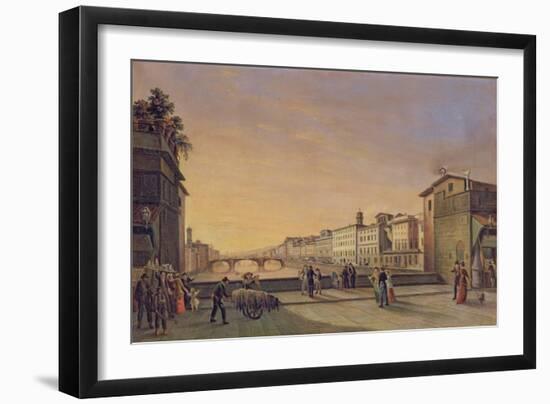 View of the Arno from the Ponte Vecchio, Florence-Guiseppe Gherardi-Framed Giclee Print