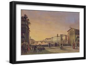 View of the Arno from the Ponte Vecchio, Florence-Guiseppe Gherardi-Framed Giclee Print