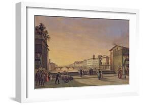 View of the Arno from the Ponte Vecchio, Florence-Guiseppe Gherardi-Framed Giclee Print