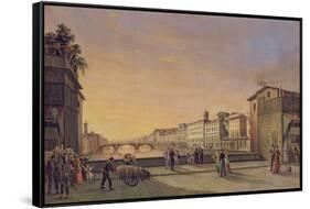 View of the Arno from the Ponte Vecchio, Florence-Guiseppe Gherardi-Framed Stretched Canvas