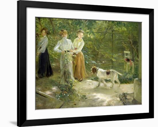 View of the Artist's Garden with His Daughters, 1903-Fritz von Uhde-Framed Giclee Print