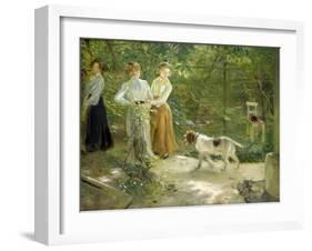 View of the Artist's Garden with His Daughters, 1903-Fritz von Uhde-Framed Giclee Print