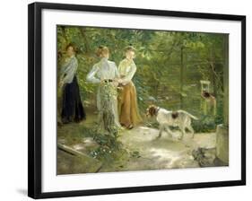 View of the Artist's Garden with His Daughters, 1903-Fritz von Uhde-Framed Giclee Print