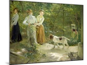 View of the Artist's Garden with His Daughters, 1903-Fritz von Uhde-Mounted Giclee Print