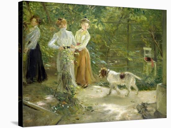 View of the Artist's Garden with His Daughters, 1903-Fritz von Uhde-Stretched Canvas