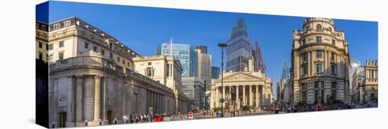 View of the Bank of England and Royal Exchange with The City of London backdrop, London, England-Frank Fell-Stretched Canvas