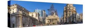 View of the Bank of England and Royal Exchange with The City of London backdrop, London, England-Frank Fell-Stretched Canvas