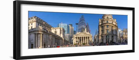 View of the Bank of England and Royal Exchange with The City of London backdrop, London, England-Frank Fell-Framed Photographic Print