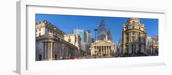 View of the Bank of England and Royal Exchange with The City of London backdrop, London, England-Frank Fell-Framed Photographic Print