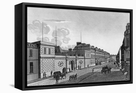 View of the Bank of France from the Rue Croix-Des-Petits-Champs, 1800-Henri Courvoisier-Voisin-Framed Stretched Canvas