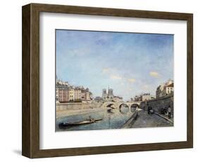 View of the Banks of the Seine and Notre Dame Cathedral in Paris by Johan Barthold Jongkind-null-Framed Giclee Print