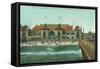 View of the Bathing Pavilion and Electric Pier - Santa Cruz, CA-Lantern Press-Framed Stretched Canvas