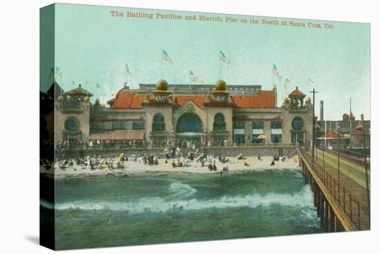 View of the Bathing Pavilion and Electric Pier - Santa Cruz, CA-Lantern Press-Stretched Canvas