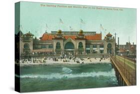 View of the Bathing Pavilion and Electric Pier - Santa Cruz, CA-Lantern Press-Stretched Canvas