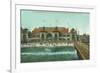 View of the Bathing Pavilion and Electric Pier - Santa Cruz, CA-Lantern Press-Framed Premium Giclee Print