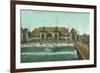 View of the Bathing Pavilion and Electric Pier - Santa Cruz, CA-Lantern Press-Framed Premium Giclee Print