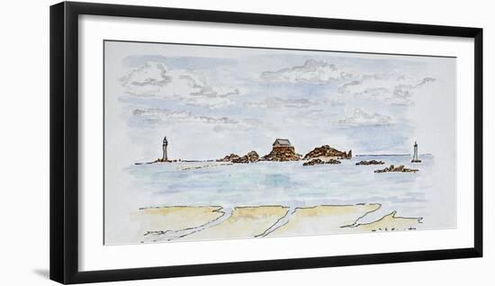 View of the bay and Atlantic Ocean, Saint-Enogat, Dinard, Brittany, France-Richard Lawrence-Framed Photographic Print