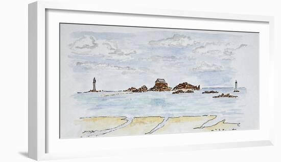 View of the bay and Atlantic Ocean, Saint-Enogat, Dinard, Brittany, France-Richard Lawrence-Framed Photographic Print