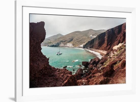 View of the Bay and the Beautiful Red Beach-Olga Gavrilova-Framed Photographic Print