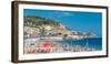 View of the Beach in Nice Timelapse, France, near the Promenade Des Anglais. Tourists, Sunbeds and-Kyrylo Neiezhmakov-Framed Photographic Print