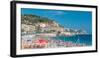 View of the Beach in Nice Timelapse, France, near the Promenade Des Anglais. Tourists, Sunbeds and-Kyrylo Neiezhmakov-Framed Photographic Print