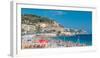 View of the Beach in Nice Timelapse, France, near the Promenade Des Anglais. Tourists, Sunbeds and-Kyrylo Neiezhmakov-Framed Photographic Print