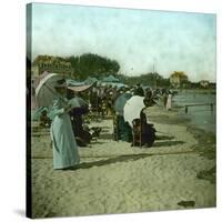 View of the Beach, Le Pouliguen (Loire-Atlantique, France), around 1900-Leon, Levy et Fils-Stretched Canvas