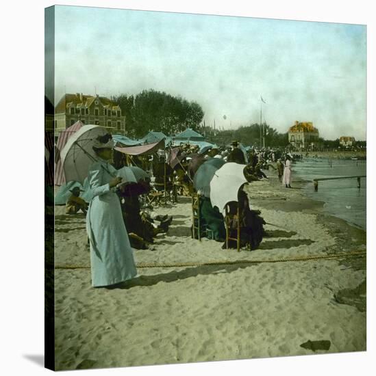 View of the Beach, Le Pouliguen (Loire-Atlantique, France), around 1900-Leon, Levy et Fils-Stretched Canvas