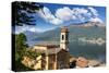 View of the bell tower and village of Dorio, Lake Como, Italian Lakes, Lombardy, Italy-Roberto Moiola-Stretched Canvas