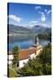 View of the bell tower and village of Dorio, Lake Como, Province of Lecco, Lombardy, Italy, Europe-Roberto Moiola-Stretched Canvas