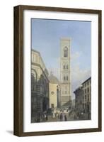 View of the Bell Tower of the Cathedral in Florence-Lorenzo Delleani-Framed Giclee Print