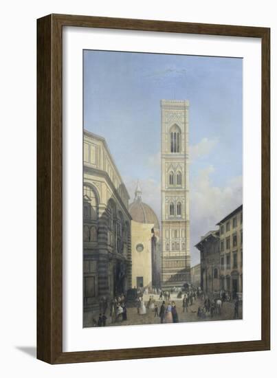 View of the Bell Tower of the Cathedral in Florence-Lorenzo Delleani-Framed Giclee Print